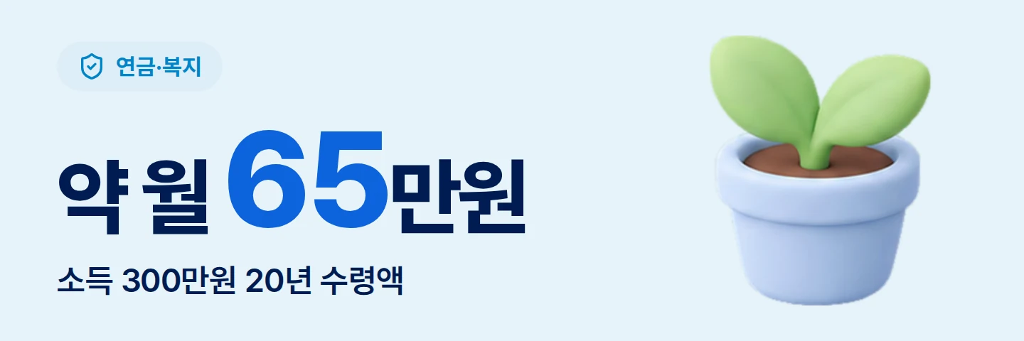 약 월 65만원 소득 300만원 20년 수령액