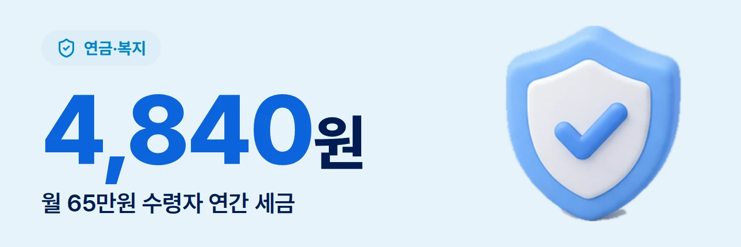 4,840원 월 65만원 수령자 연간 세금